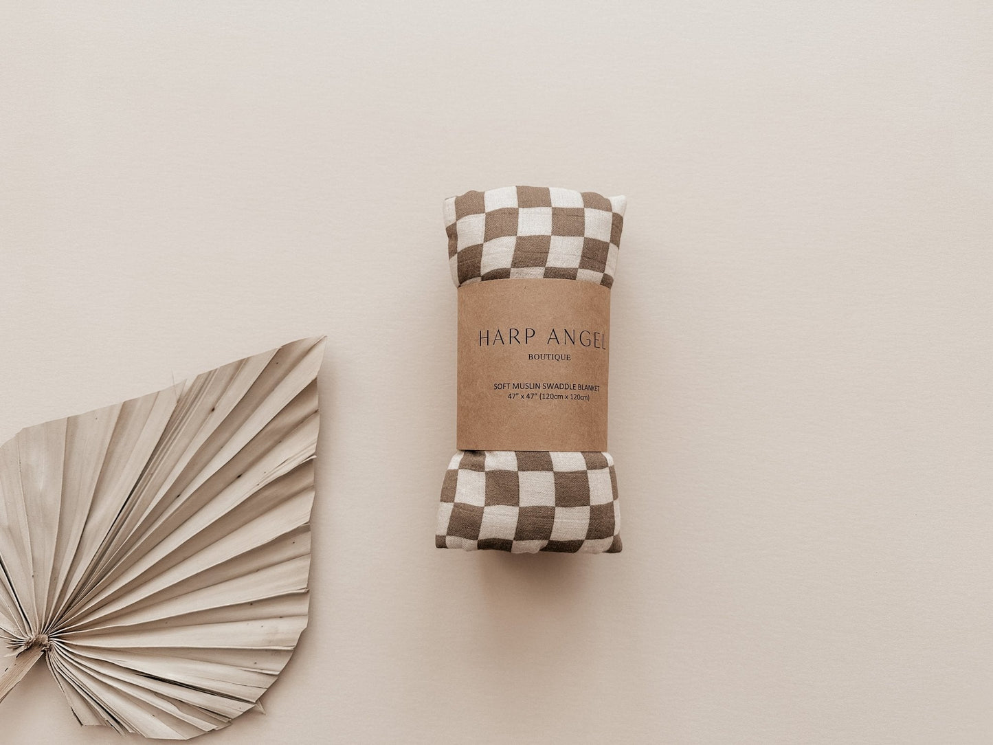 Muslin Swaddle Blanket - Toffee Checkered