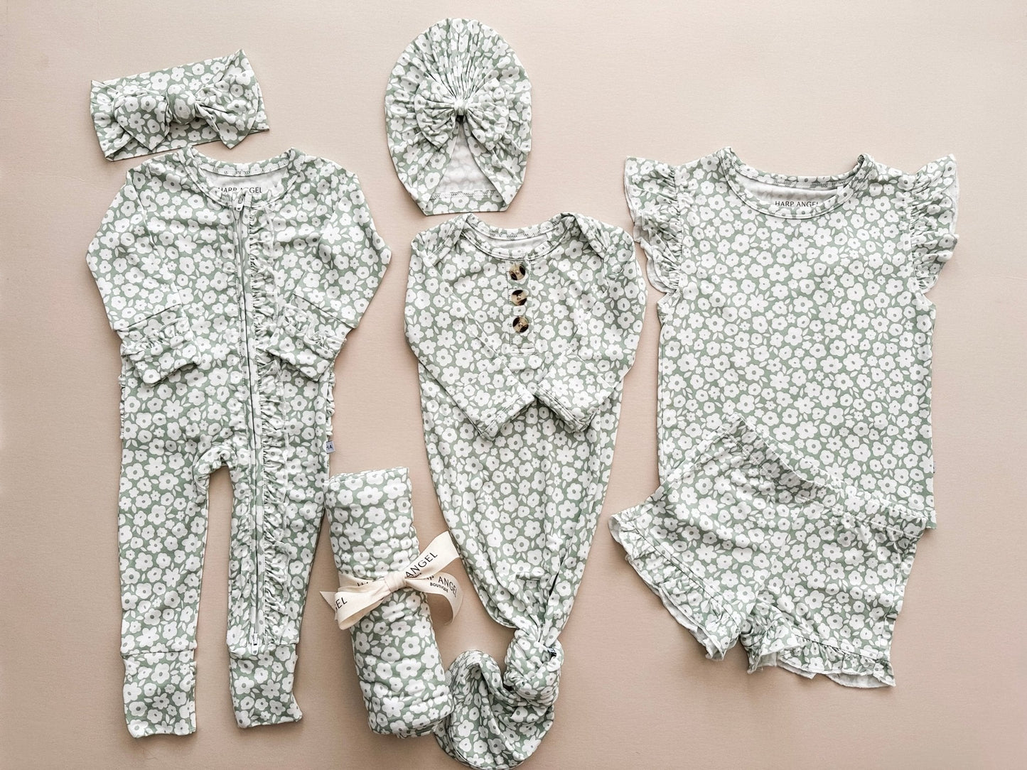 Two-Piece Short Set - Sage Ditsy Floral