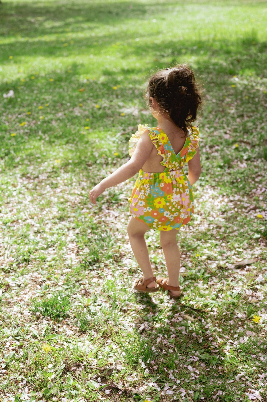 Sixties Summer Floral Pinafore Romper for Baby and Toddler Girl