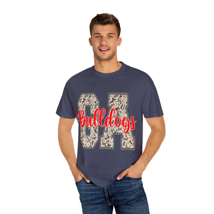 Leopard Print Bulldogs Unisex T-Shirt | Casual Wear, School Spirit, Gift Idea, Team Apparel, Everyday Comfort
