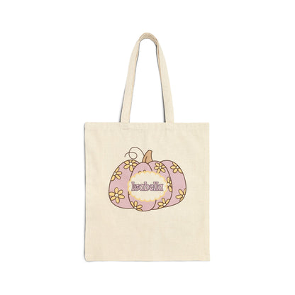 Personalized Pumpkin Tote Bag, Fall Tote, Eco-Friendly Grocery Bag, Custom Name Bag, Reusable Shopping Sack