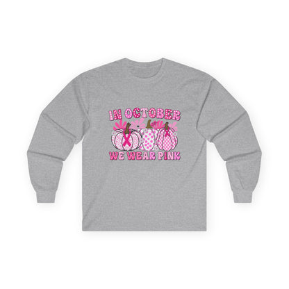 October Pink Awareness Long Sleeve Tee, Breast Cancer Awareness Shirt, October Pink Shirt, Support Pink Campaign Tee, Fall Fashion [...]