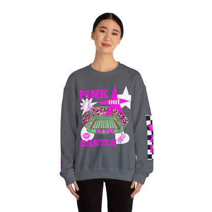 Pink Out Castle Crewneck Sweatshirt, Sportswear for Game Day, Awareness Event Apparel, Cozy Sweatshirt, Unisex Gift