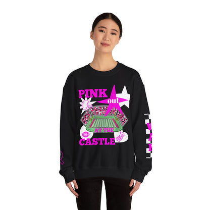 Pink Out Castle Crewneck Sweatshirt, Sportswear for Game Day, Awareness Event Apparel, Cozy Sweatshirt, Unisex Gift