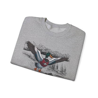 Nature-Inspired Unisex Crewneck Sweatshirt, Cozy Sweatshirt Gifts, Outdoor Enthusiast Apparel, Duck Art Sweatshirt, Lightweight Fall Wear