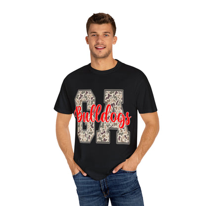 Leopard Print Bulldogs Unisex T-Shirt | Casual Wear, School Spirit, Gift Idea, Team Apparel, Everyday Comfort
