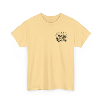 Skull & Checkered Graphics Tee - Unisex Heavy Cotton Shirt, Softball Shirt, Casual Graphic Tee, Summer T-Shirt, Gift for Sports Lovers