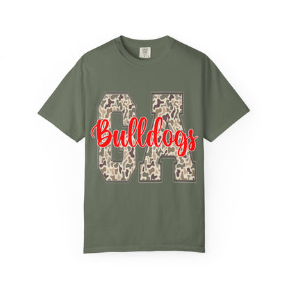 Leopard Print Bulldogs Unisex T-Shirt | Casual Wear, School Spirit, Gift Idea, Team Apparel, Everyday Comfort