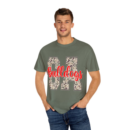 Leopard Print Bulldogs Unisex T-Shirt | Casual Wear, School Spirit, Gift Idea, Team Apparel, Everyday Comfort