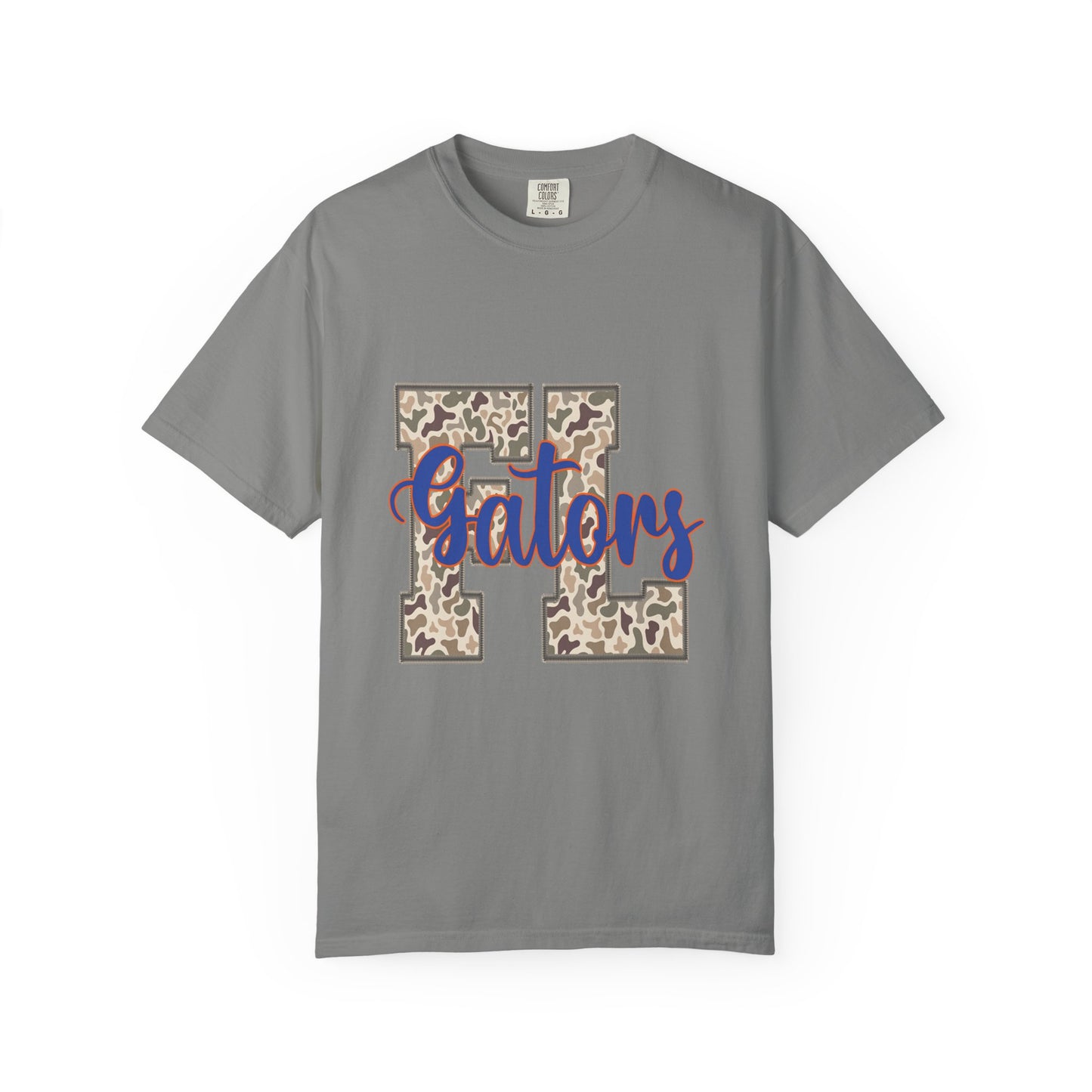 FL LIGHT CAMO Stylish Unisex Garment-Dyed T-Shirt with Leopard Print 'Gators' Design, Casual Tee, School Spirit, Trendy Gift, Everyday Wear