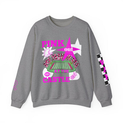 Pink Out Castle Crewneck Sweatshirt, Sportswear for Game Day, Awareness Event Apparel, Cozy Sweatshirt, Unisex Gift