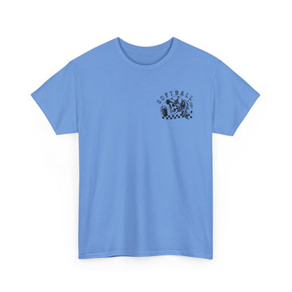 Skull & Checkered Graphics Tee - Unisex Heavy Cotton Shirt, Softball Shirt, Casual Graphic Tee, Summer T-Shirt, Gift for Sports Lovers