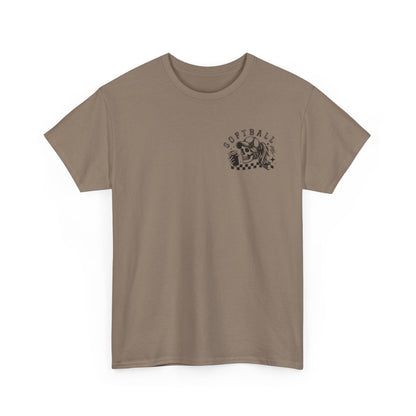 Skull & Checkered Graphics Tee - Unisex Heavy Cotton Shirt, Softball Shirt, Casual Graphic Tee, Summer T-Shirt, Gift for Sports Lovers