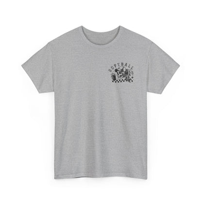 Skull & Checkered Graphics Tee - Unisex Heavy Cotton Shirt, Softball Shirt, Casual Graphic Tee, Summer T-Shirt, Gift for Sports Lovers