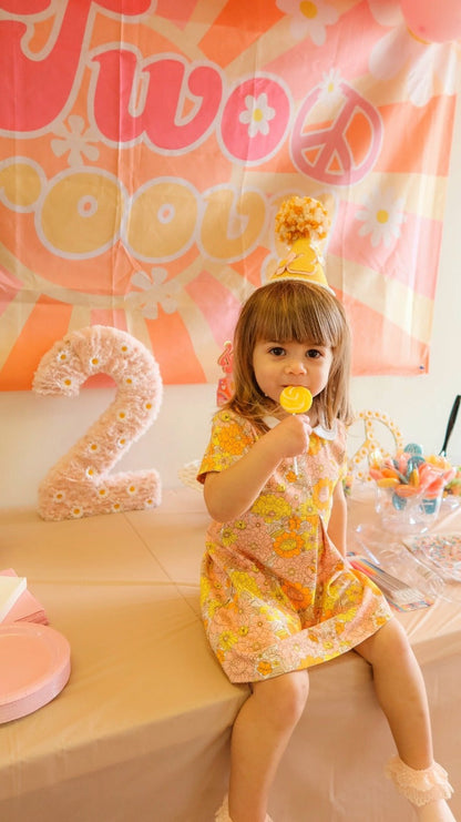 Vintage Marigold Floral Peter Pan Collar Dress Baby Toddler Girl