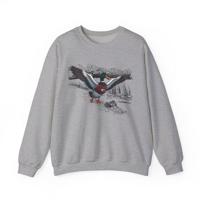 Nature-Inspired Unisex Crewneck Sweatshirt, Cozy Sweatshirt Gifts, Outdoor Enthusiast Apparel, Duck Art Sweatshirt, Lightweight Fall Wear