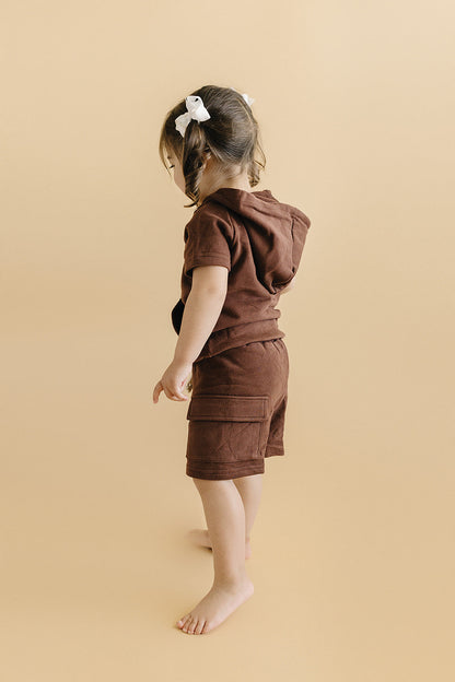 Terry Cargo Shorts Set | Chocolate
