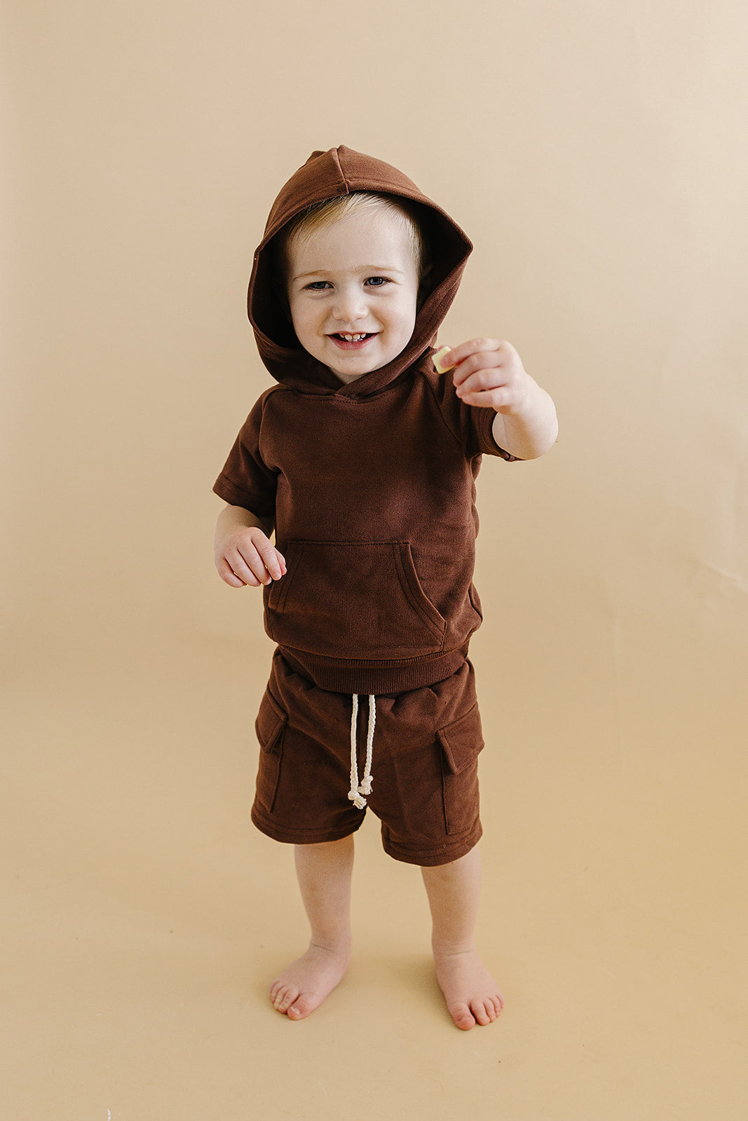 Terry Cargo Shorts Set | Chocolate