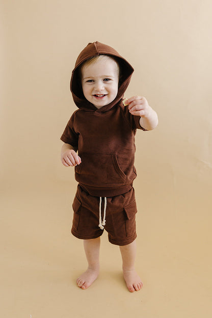 Terry Cargo Shorts Set | Chocolate