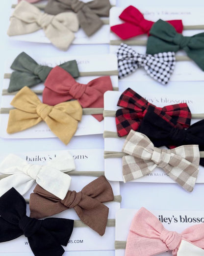 3-piece Linen Cotton Nylon Headband Set - Neutrals