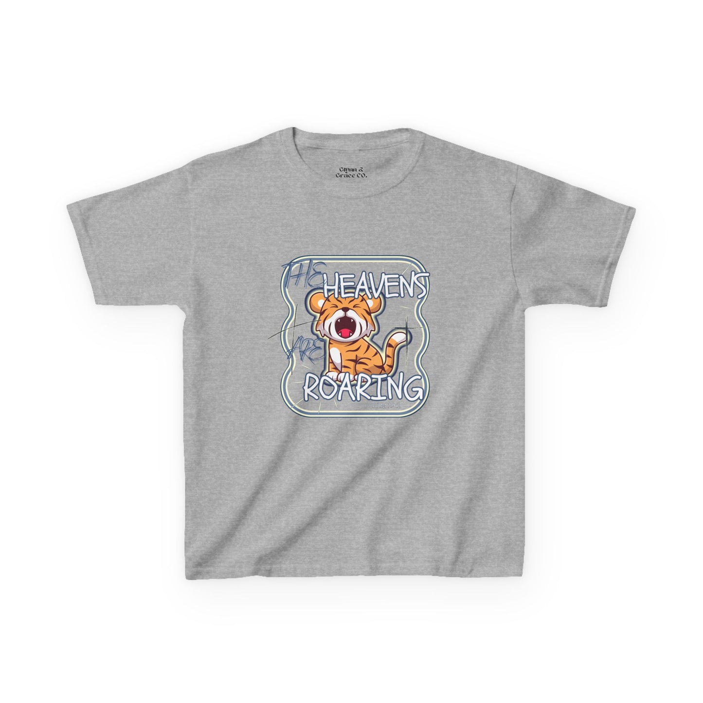 Roaring Heaven Kids Tee - Cute Tiger Graphic, Fun Summer T-Shirt, Birthday Gift, Animal Lovers, Playful Style