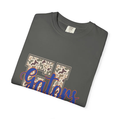 FL LIGHT CAMO Stylish Unisex Garment-Dyed T-Shirt with Leopard Print 'Gators' Design, Casual Tee, School Spirit, Trendy Gift, Everyday Wear