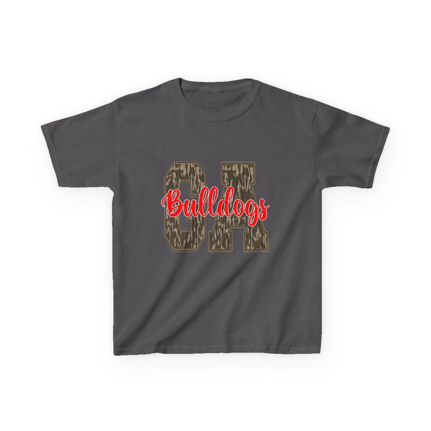 Camouflage Bulldogs Kids Tee, Sporty Youth Shirt, Trendy Kids Apparel, Birthday Gift for Boys, School Spirit Wear