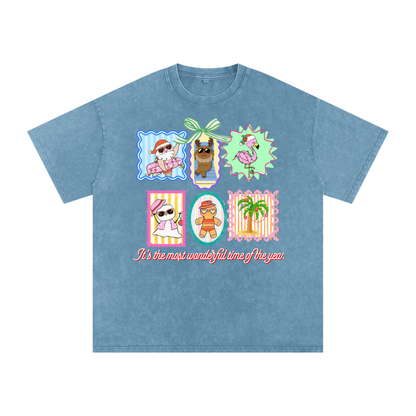 Snow Washed Oversized Cotton T-Shirt