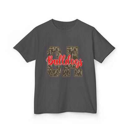Camouflage Bulldogs Kids Tee, Sporty Youth Shirt, Trendy Kids Apparel, Birthday Gift for Boys, School Spirit Wear