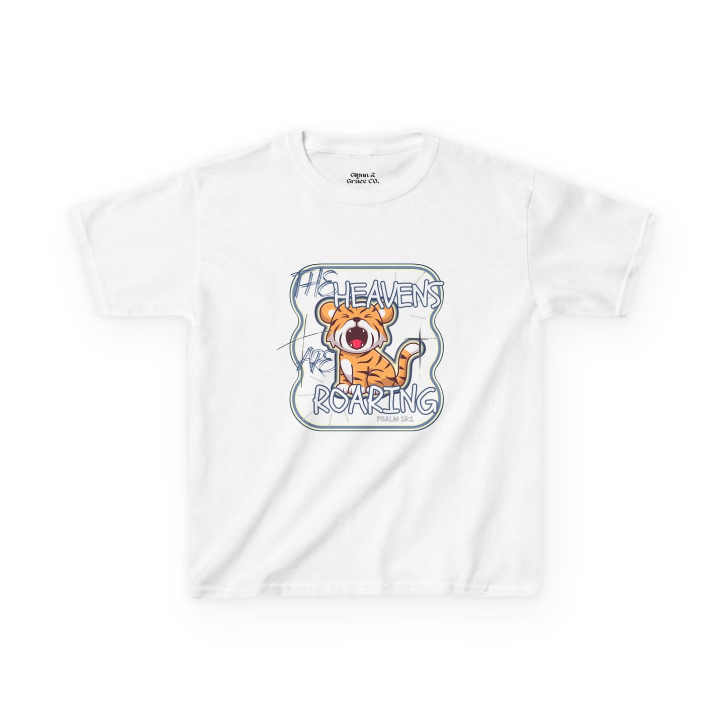 Roaring Heaven Kids Tee - Cute Tiger Graphic, Fun Summer T-Shirt, Birthday Gift, Animal Lovers, Playful Style