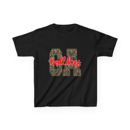 Camouflage Bulldogs Kids Tee, Sporty Youth Shirt, Trendy Kids Apparel, Birthday Gift for Boys, School Spirit Wear