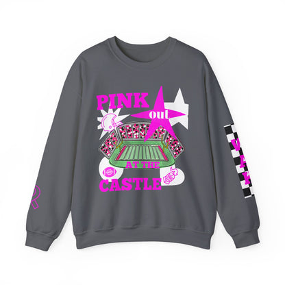 Pink Out Castle Crewneck Sweatshirt, Sportswear for Game Day, Awareness Event Apparel, Cozy Sweatshirt, Unisex Gift