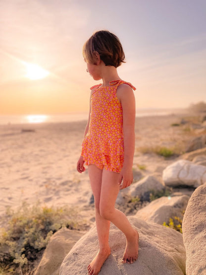 Pink and Yellow Two Piece Ruffle Swimsuit Baby Toddler Girls