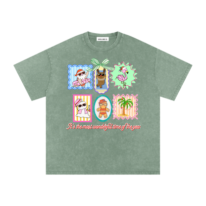 Snow Washed Oversized Cotton T-Shirt