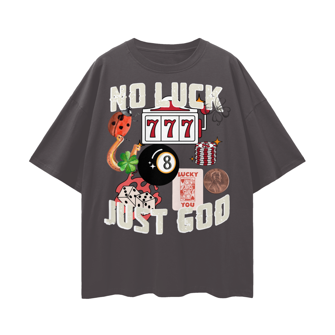 No luck Streetwear Loose Drop Shoulder T-Shirt