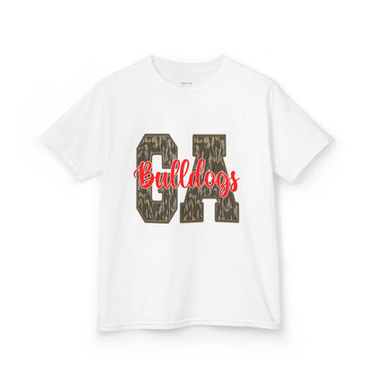 Camouflage Bulldogs Kids Tee, Sporty Youth Shirt, Trendy Kids Apparel, Birthday Gift for Boys, School Spirit Wear
