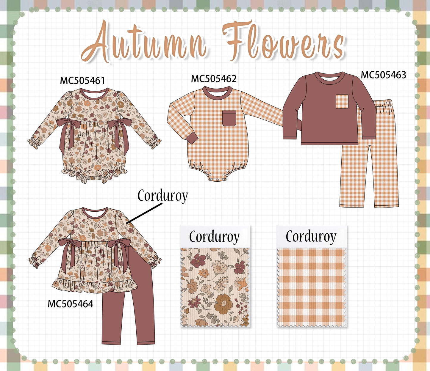 PO58 Autumn floral print corduroy collection