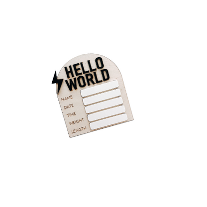 Hello World - Birth Announcement Stats Sign