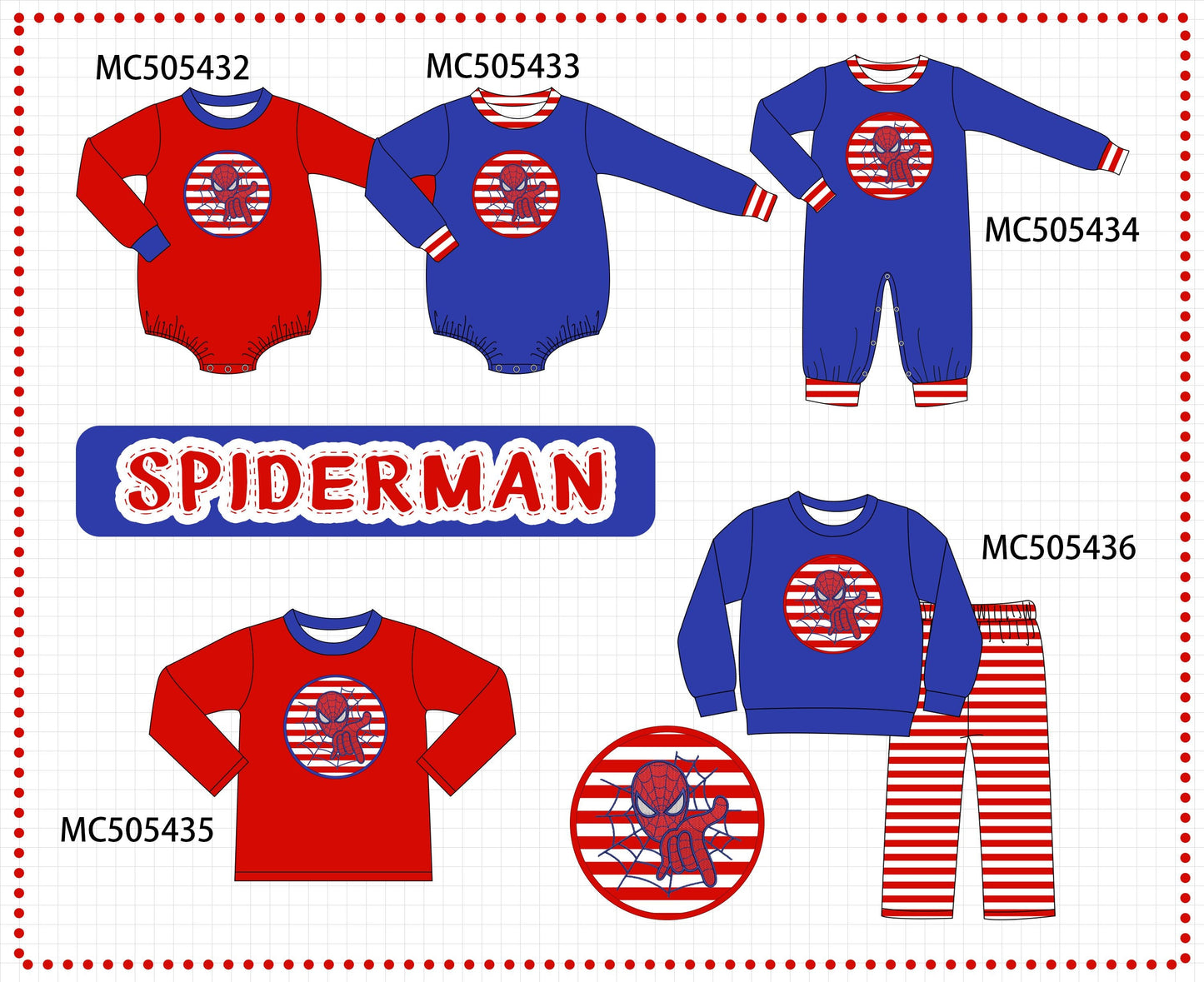 PO58 Blue&red character applique collection
