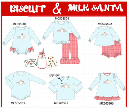 PO58 Blue biscuit milk santa applique collection
