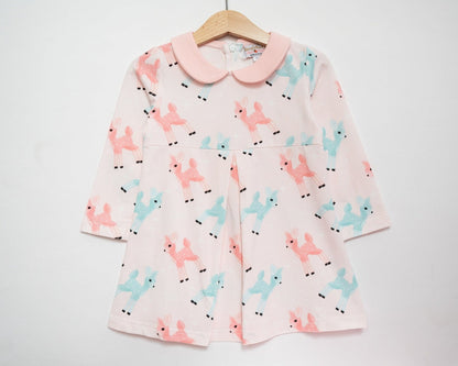 Pink Dress with Retro Deer for Girls