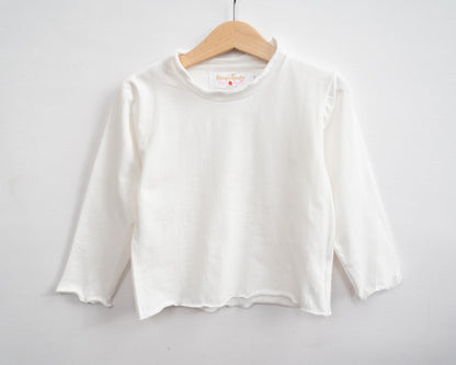 Lettuce Hem Girls Long Sleeve Solid Shirt 4 Colors