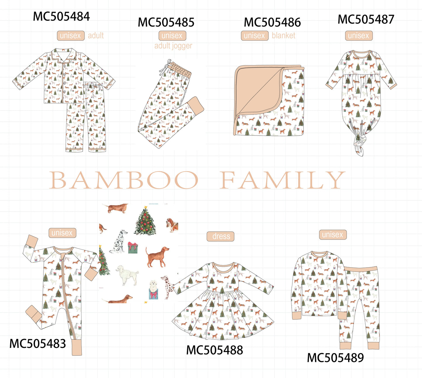 PO58 Christmas tree animal print bamboo collection