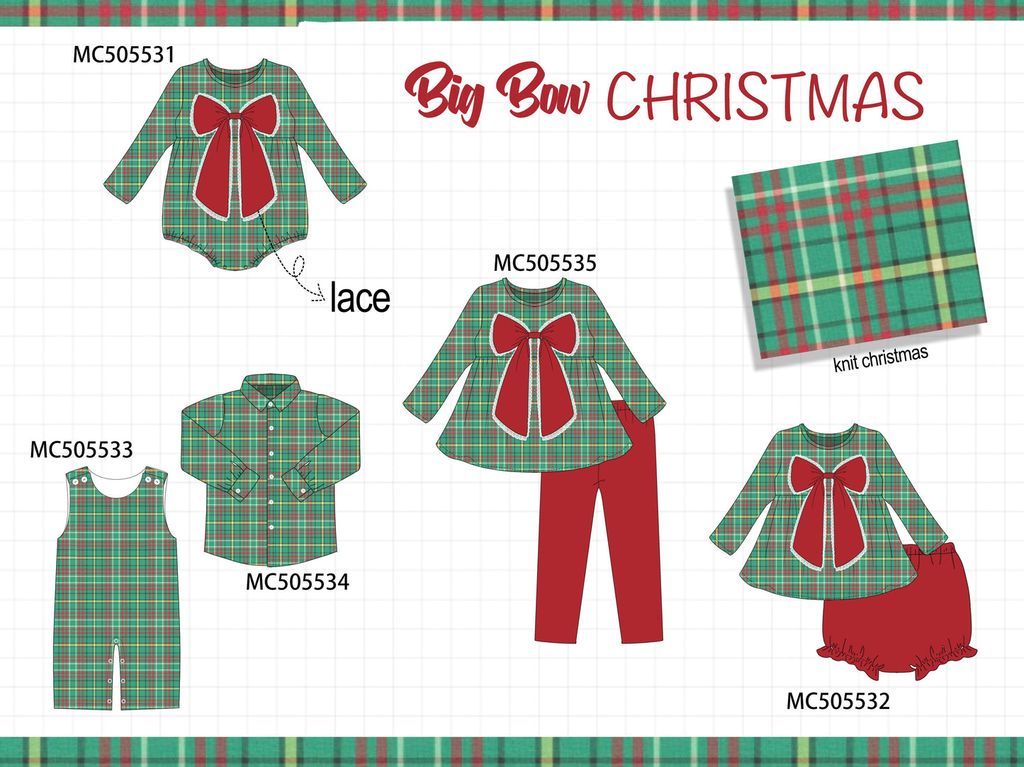 PO58 Forest christmas lace bow plaid collection