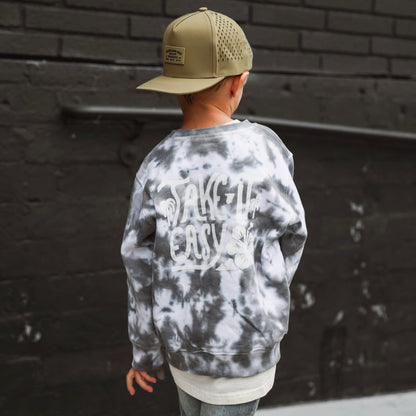 TAKE IT EASY TIE-DYE CREWNECK // CHARCOAL