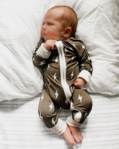 Olive Bolt Zipper Jammies