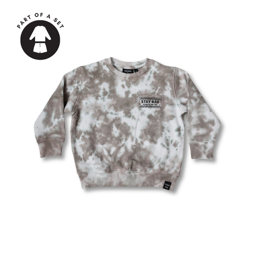 STAY RAD TIE-DYE CREWNECK // TAUPE
