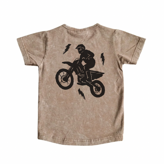 TAUPE FULL THROTTLE ACID WASH TEE