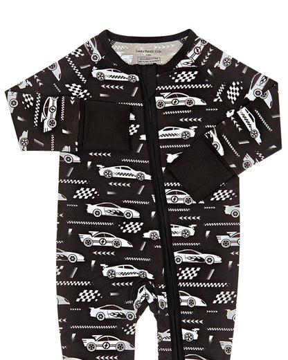 Bamboo Zip Romper | Race Cars