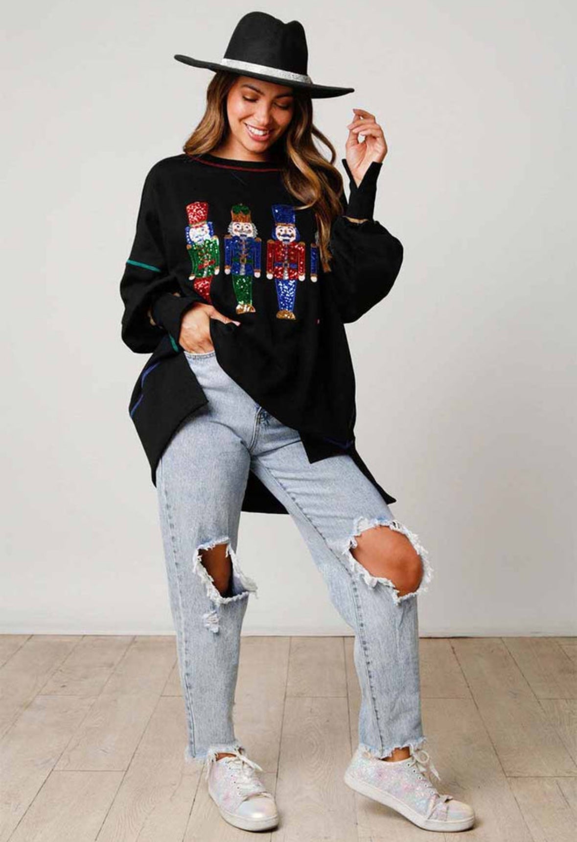 Black sequin nutcracker